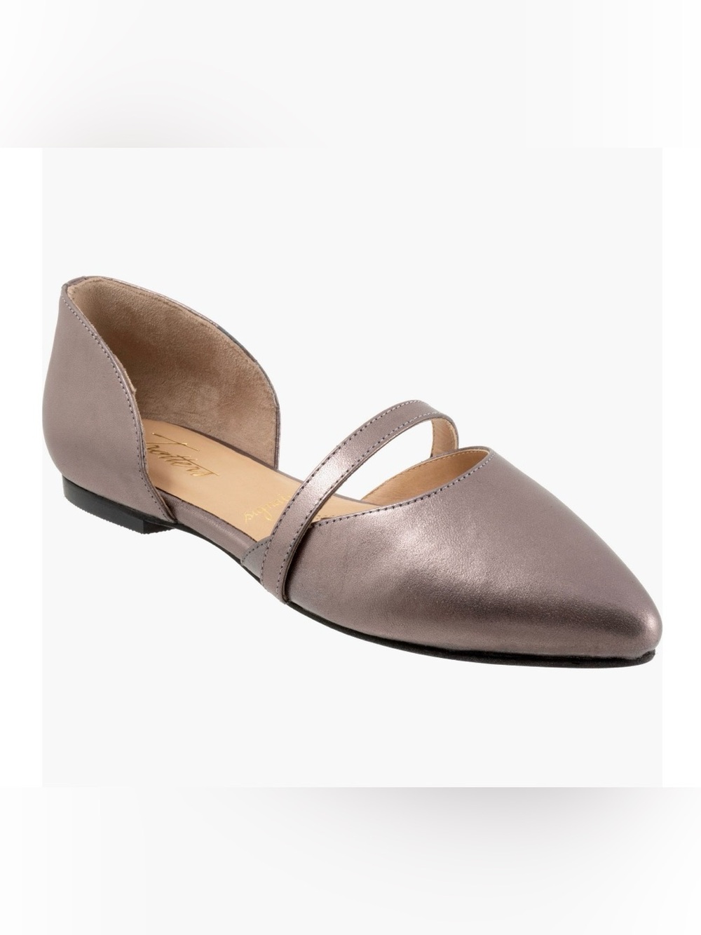 Trotters Emory d’Orsay Flats Women’s Size 7 Pewter Metallic Pointed Toe Mary Jan